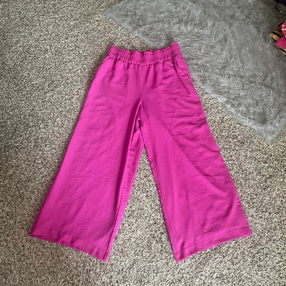 Nine West Women’s Bright Pink Wide-Leg Pull-On Pants